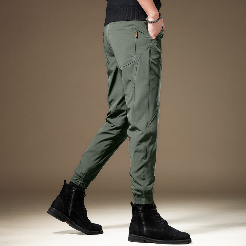 High-End Light Luxury Green Men's Casual Pants, Stretchy Quick-Drying Trendy Brand Jogger Pants, New Spring and Autumn Sports Pants for Men