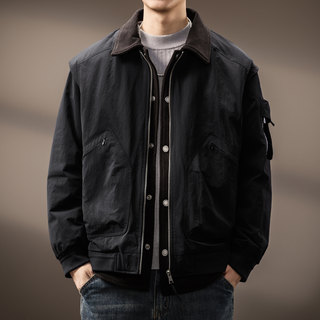 Hochwertige amerikanische spleiß-daunenjacke mit kontrastierendem revers für herren im herbst und winter, warme und verdickte, lockere arbeitskleidung-freizeitjacke