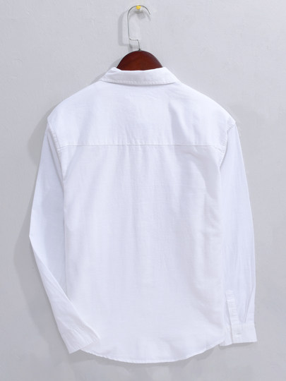 Elegant Gentleman Old Money Linen Shirt Men's Long-Sleeved Business Work Clothing Loose Breathable Lightweight Moisture-Absorbent Cotton and Linen Shirt