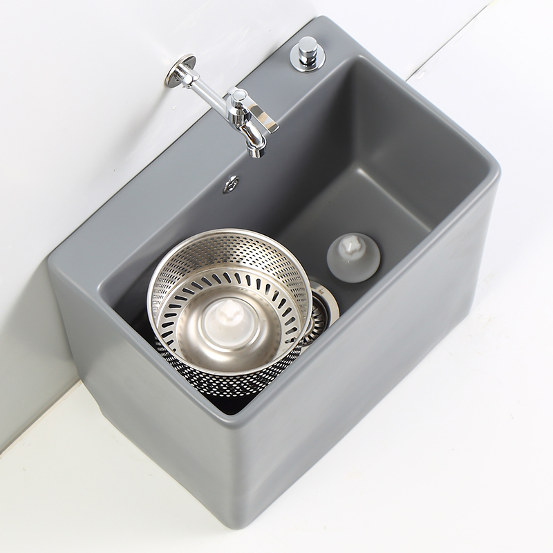 Mop Pool Home Ceramic Mop Pool Double Drive Balcony Makeup Room Mound Floor Mopping Mop Trough Retro Nordic