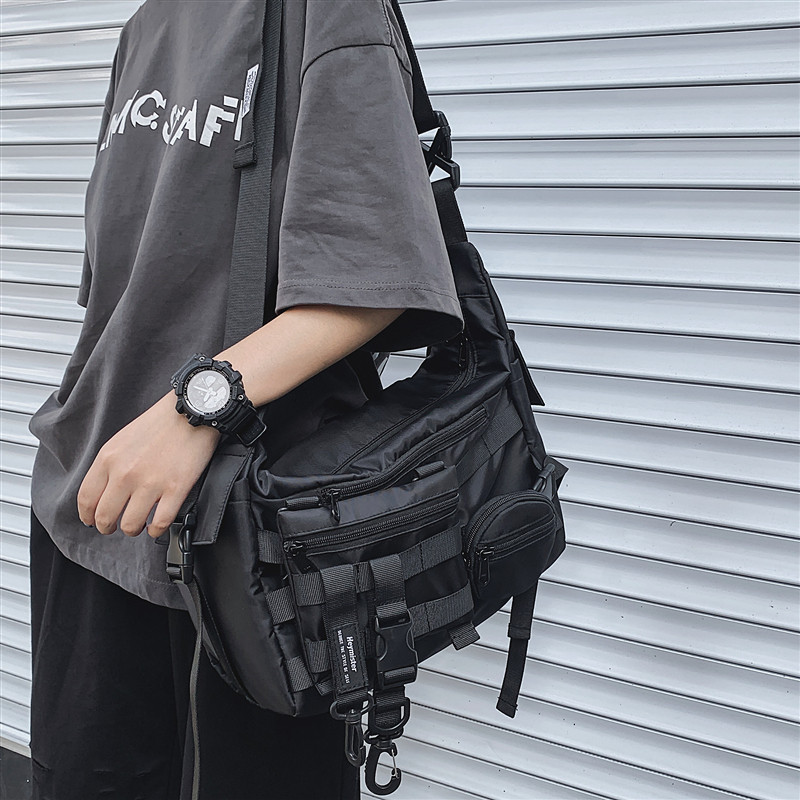 Hong Kong trendy brand tooling bag Messenger bag Trendy brand functional wind Japanese boys shoulder bag large capacity student functional bag