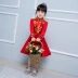 Váy bé gái sườn xám phù hợp với phong cách Trung Quốc váy công chúa mùa thu đông cộng với váy nhung dài tay mùa đông dày quần áo năm mới quần áo biểu diễn trẻ em Váy trẻ em