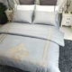 Tide thương hiệu châu Âu và Mỹ phong cách thêu bông denim đen satin 60 mét giường 1.8m bông áp dụng tờ - Bộ đồ giường bốn mảnh