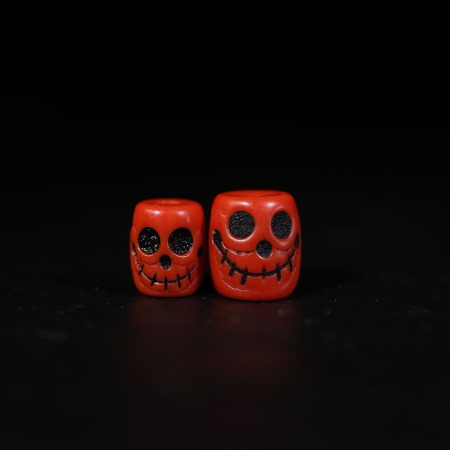 Hand-carved Imitation Coral Skull Tibetan Red Feeder A'Duo Lin Master Beads Loose Beads Accessories