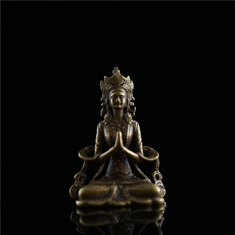 New Tibetan Copper Carry-on Little Buddha Statue Buddha Retro Bronze Statue Buddha Pendulum mini-size Buddha statue