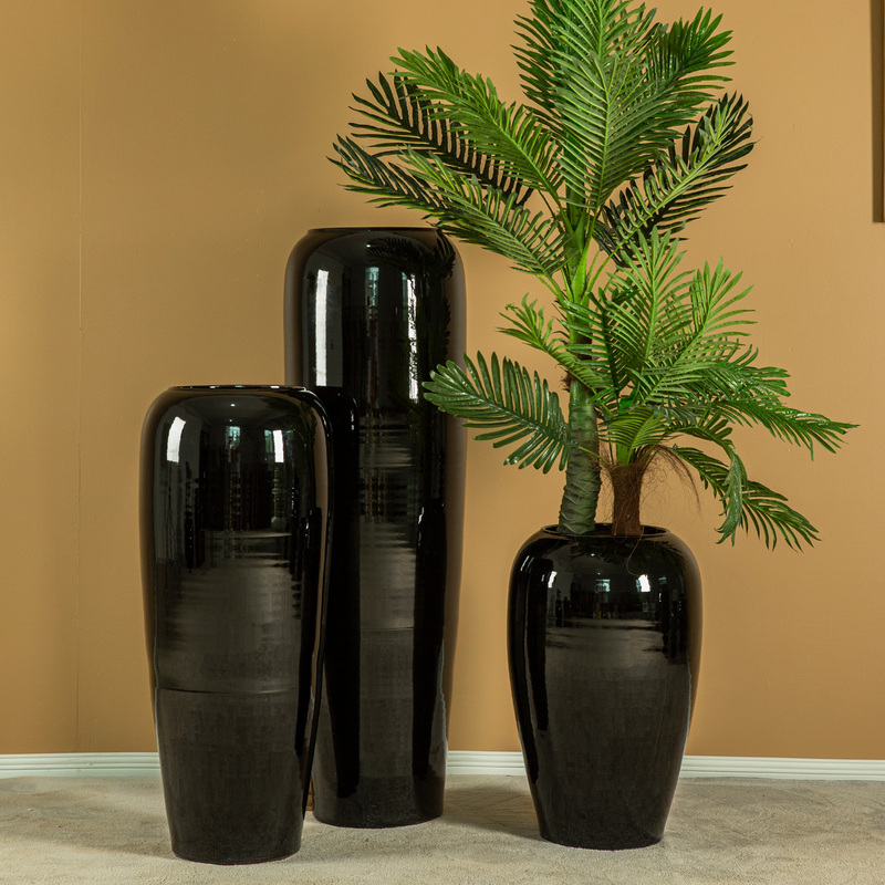 Jingdezhen Glossy Black Glazed Floor-Standing Ceramic Vase Modern Living Room Large Green Plant Dry Flower Arrangement Soft Decoration Ceramic Jar Ornament Jingdezhen Glossy Black Glazed Floor-Standing Ceramic Vase Modern Living Room Large Green Plant Dry Flower Arrangement Soft Decoration Ceramic Jar Ornament