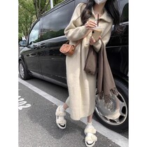 Maternity Autumn Dress 2023 New Lazy Style Knitted Sweater Loose Long Style Inner Sweater Skirt Autumn and Winter