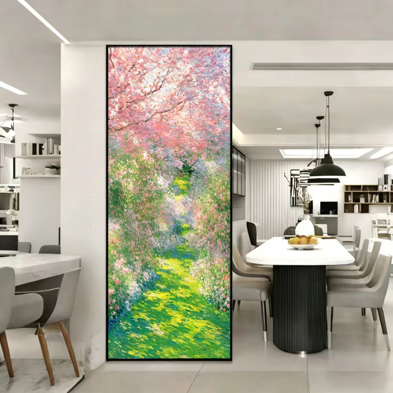 Purely Handmade Filigree Enamel Art Glass Screen Partition for Living Room, Modern Minimalist Entrance Hall Translucent Glass