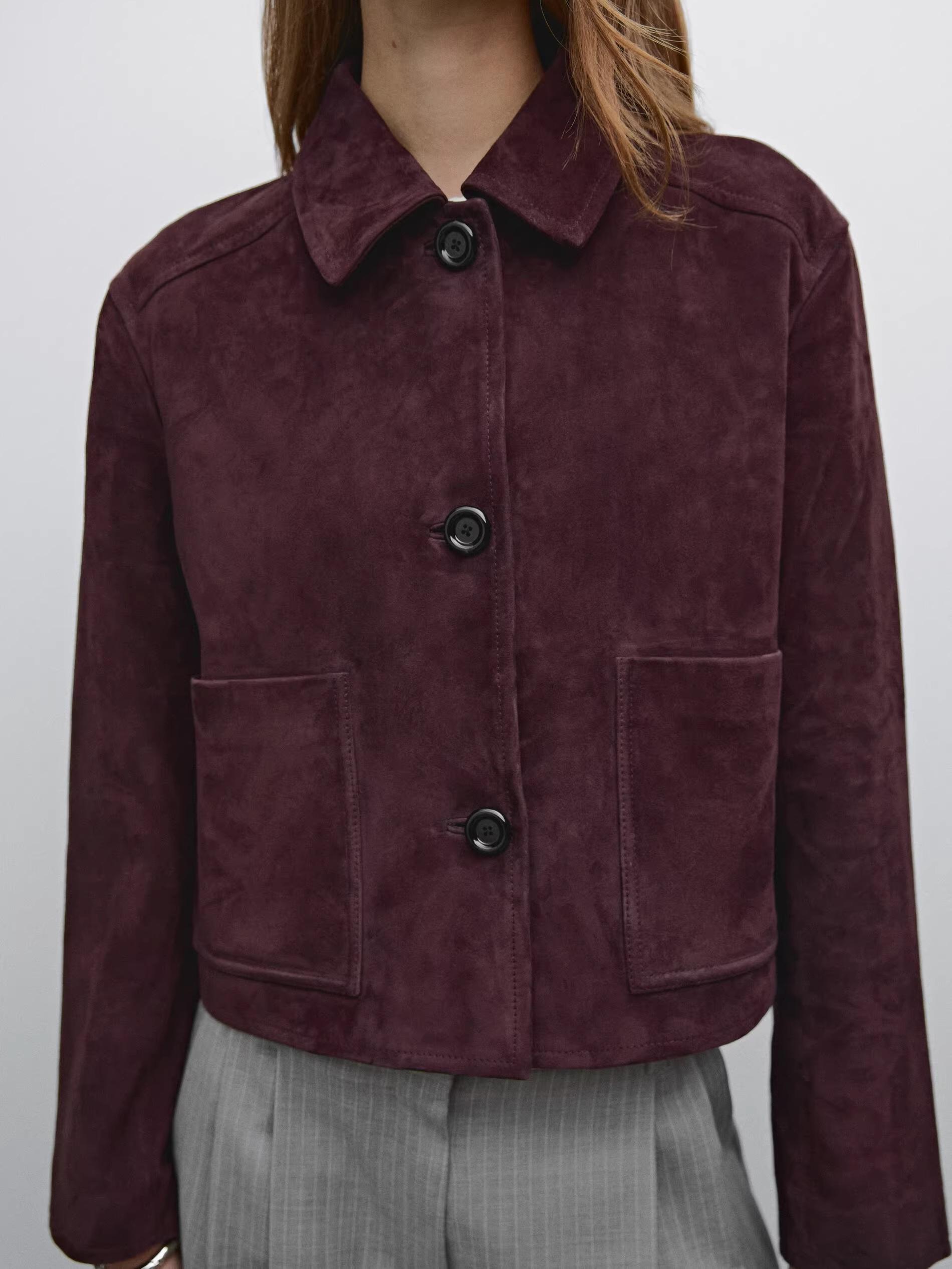 日本未上陸 美品 MASSIMO DUTTI ゴートスウェードジャケット Massimo Dutti Short Suede Leather Jacket in Women's Red | eBay