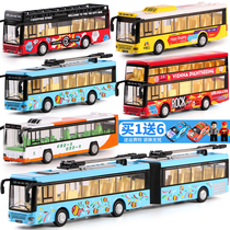 Large double-decker bus toy open door bus model children bus boy alloy bus toy car