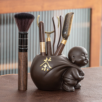 Quiet Life Gothic Kiln Tea Ceremony Six Gentlemen Set Ice Crack Kung Fu Tea Set Accessories Tea Clamp Solid Wood Tea Clip