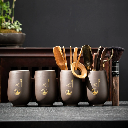 Чайные аксессуары шесть джентльменов фиолетовых песчаных каналов установите горшки и смахивайте чай