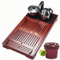 Household tea tray solid wood large drainage tea table integrated tea sea tea tray Kung Fu tea electric stove four-in-one