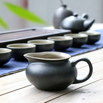 Quiet Zen wind black stone glaze gown Road cup black pottery tea division Japanese kung fu tea set coarse pottery tea division