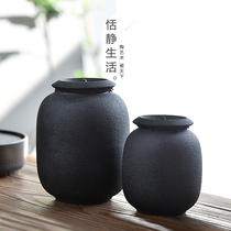 Quiet life Zen wind Black wake tea cans black pottery tea cans medium-sized sealed ceramic tea cans Guanshan tea cans