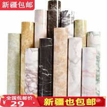 Xinjiang thick wallpaper waterproof marble sticker kitchen oil proof cabinet table furniture self-adhesive wallpaper