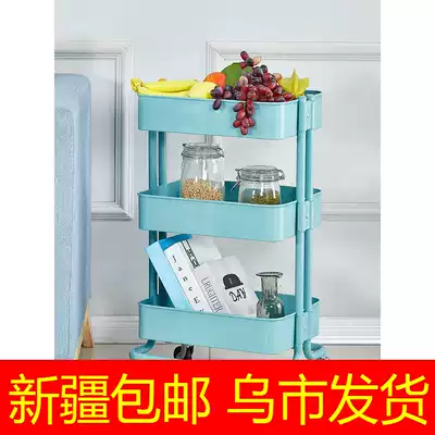 Xinjiang shelf floor bedroom kitchen trolley home storage shelf removable bathroom with wheels