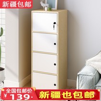Xinjiang floor bookcase bookshelf with door lock storage cabinet reinforcement with lock combination simple cabinet