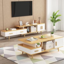 Xinjiang Nordic TV cabinet minimalist modern tea table combined home living room small family type Easy TV cabinet