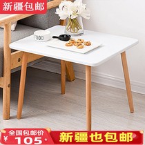 Xinjiang small dining table coffee table side table solid wood legs Nordic simple small tea table bed kang table floating window table