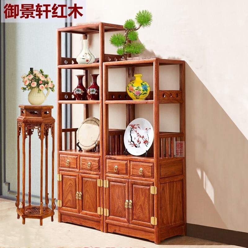 Mahogany dining cabinet small bookcase wine cabinet solid wood Chinese bowl overall cabinet hedgehog red sandalwood tea water cabinet rosewood rack