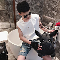 2020 NetRed Sleeveless T-shirt Mens Tide Brand Trend Loose Joker Leisure Sports Vest Solid Color Short Sleeve T-shirt