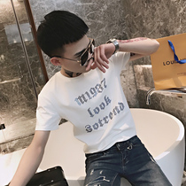 2020 Net red T-shirt boys short sleeve Tide brand trend summer youth simple Joker hot drill half sleeve T-shirt