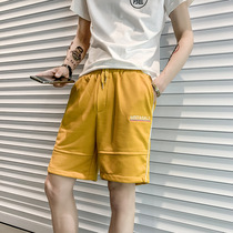 Summer shorts mens cotton leisure sports five-point pants youth tide card running basketball pants loose trend pants