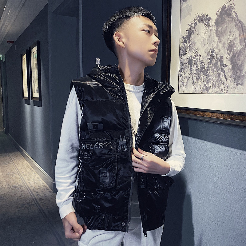 Hooded vest men's autumn and winter Korean version of the trend Joker cotton jacket 2020 new net Red Tide brand cotton padded clothing small shoulder