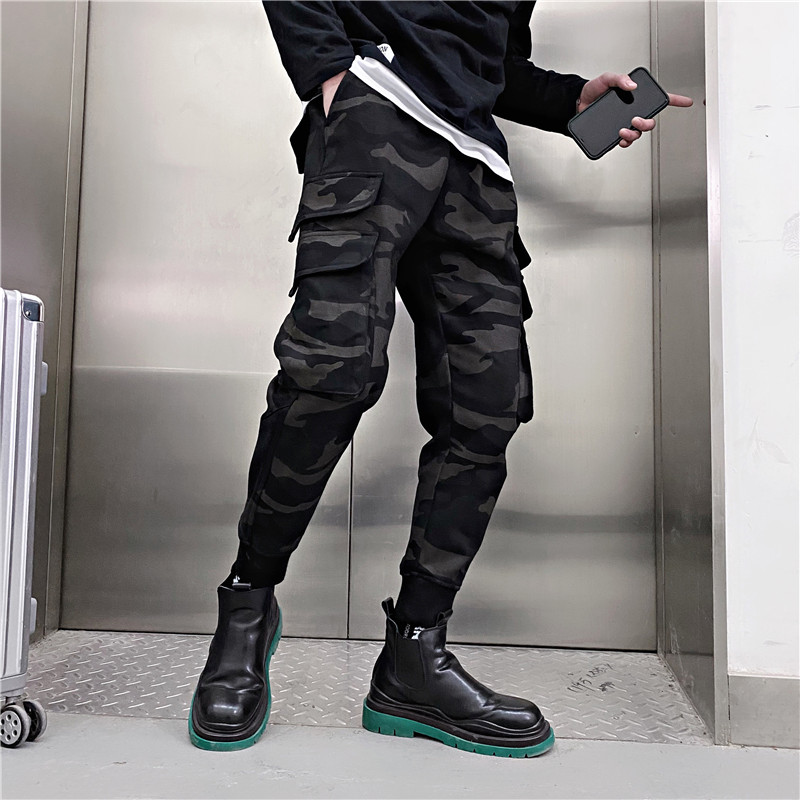 Chaodai brand camouflage overalls men's spring and autumn handsome fried street pants men's Korean version of the trend toe Joker casual trousers
