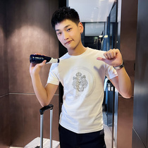 Youth personality fried street slim top 2021 New Tide brand Tiger head hot drill short sleeve T-shirt summer coat