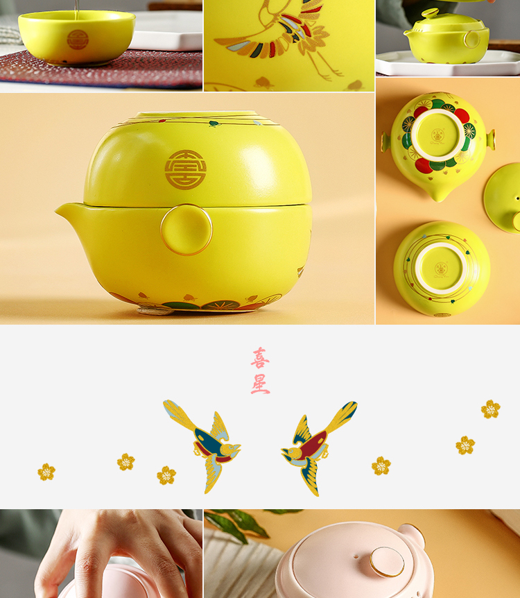 Chang south ceramics ferro, ShouXi travel goods crack cup portable a pot of a single mercifully tea set with a gift