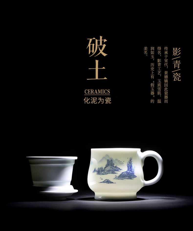 Master chang south porcelain made ceramic filter cups with cover jingdezhen tea cup tea gift box office suits for