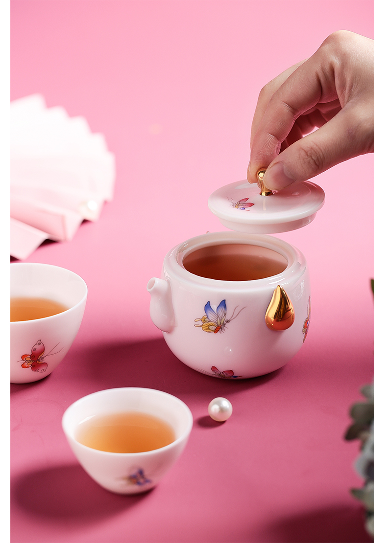 Chang south ceramic cup to crack a pot of two cups of love is like a butterfly tattoo portable travel tea set gift giving women tea sets