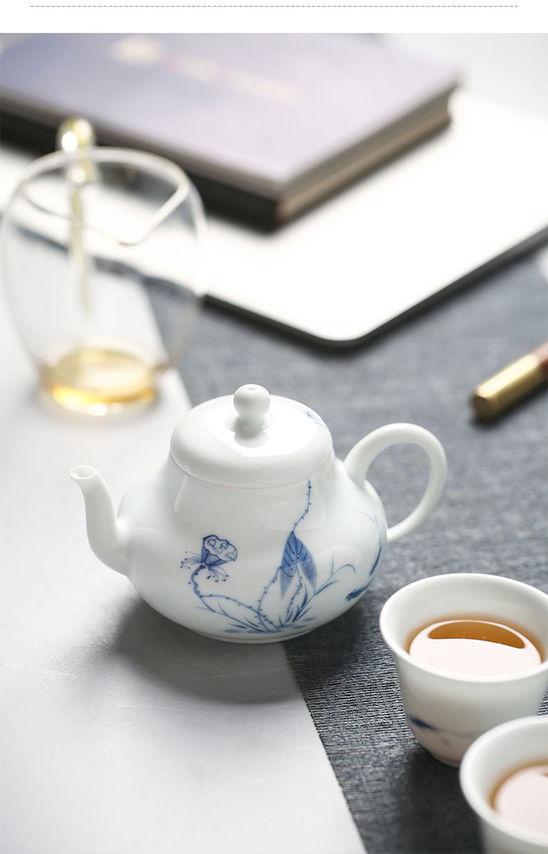 Chang south ceramics hand - made porcelain lotus from year to year for wining a pot of four cups of a kung fu tea set gift fair keller set