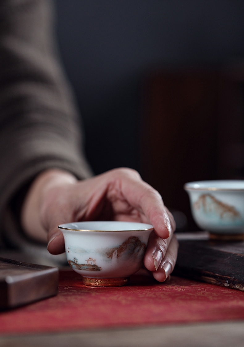 Chang south ceramic white porcelain hand - made paint covered forest between eight times kung fu tea tureen tea jingdezhen ceramics