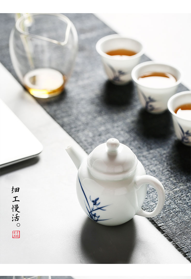 Chang south blue - and - white ceramics hand - made bluegrass a pot of four cups of a delicate gift kung fu tea tea set fair keller