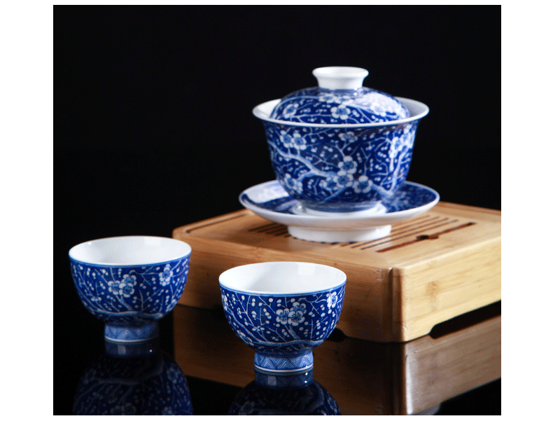 Chang south ceramics kung fu tea set heavy hand the draw of a complete set of blue and white porcelain cups of ice May 8 head set of jingdezhen tea service