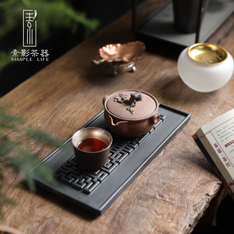 Plain film contracted style dry terms plate rectangular tea tray ceramic single pot of kung fu tea taking with manual tray