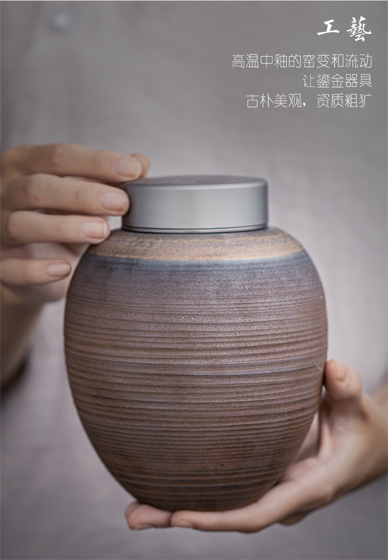 Element shadow undressed ore coarse pottery tea pot thread alloy cover seal up POTS household large bulk storage of pu 'er tea