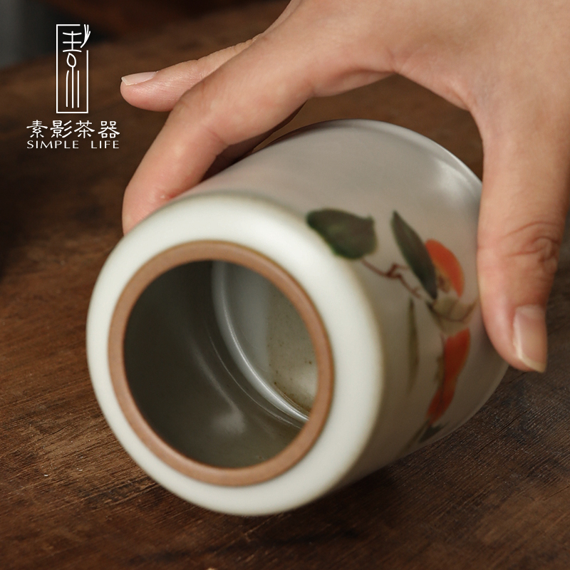 Restoring ancient ways, shadow your up household small ceramic ink seal tea caddy fixings storehouse RuTao POTS of primitive simplicity of old color