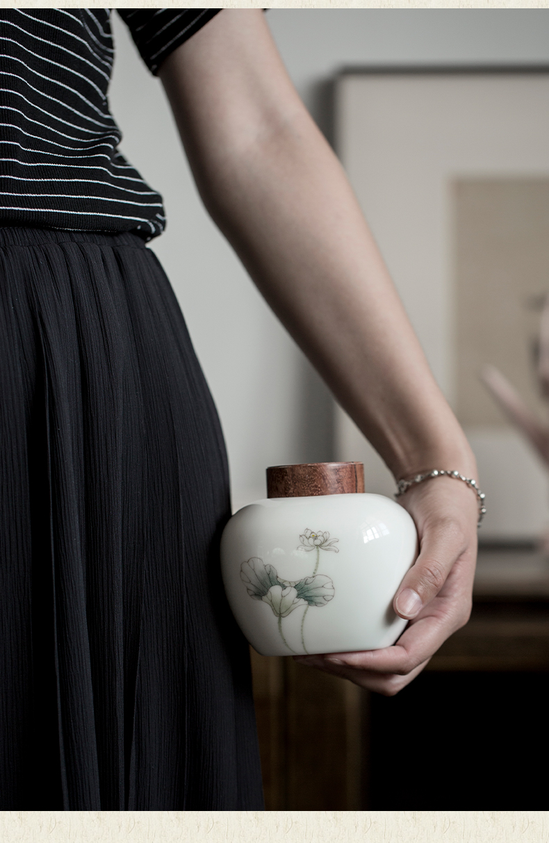 Plain film hand - made ceramic tea pot small portable portable sealed as cans household white porcelain tea pot storage tanks