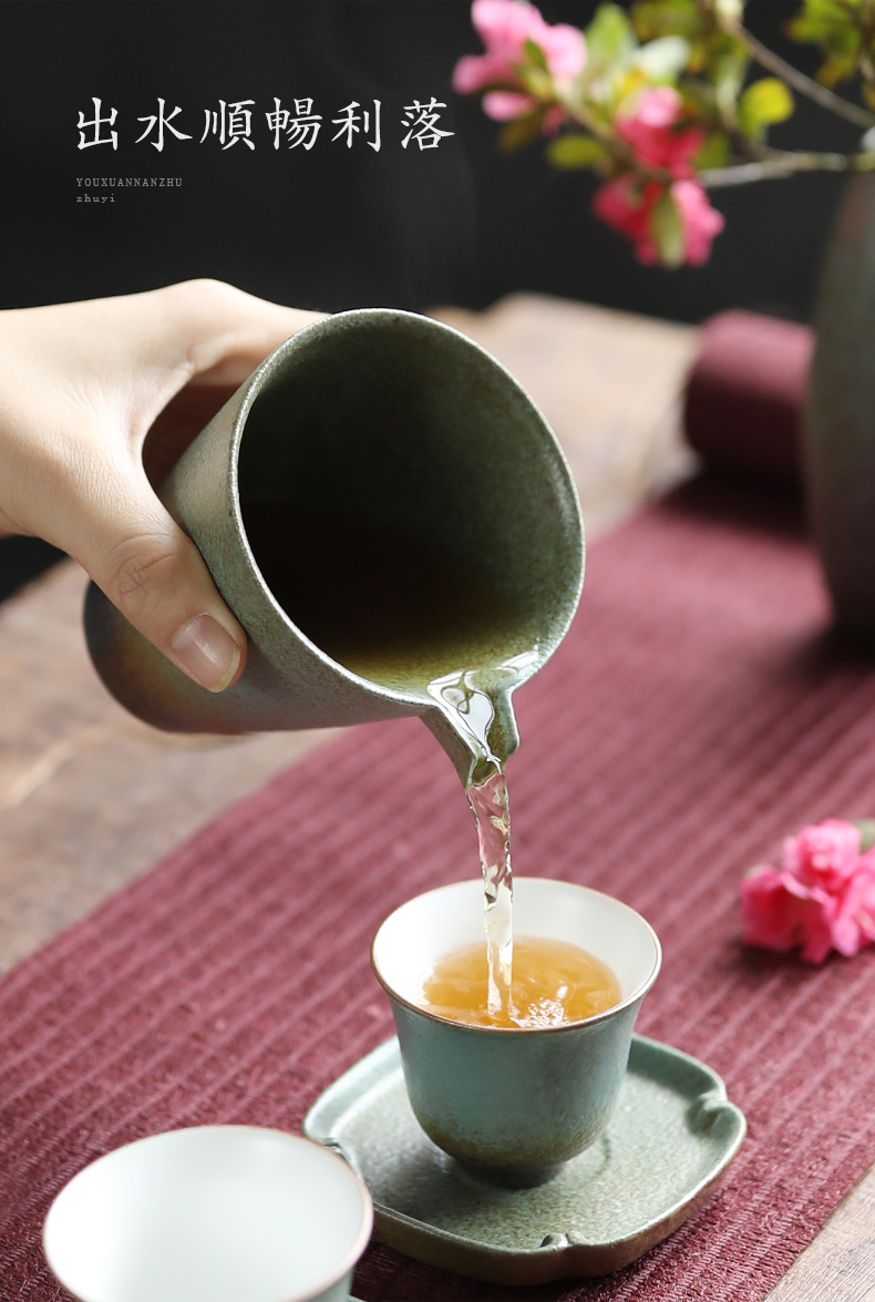 Plain film up green glaze retro points fair keller of tea ware Japanese kung fu tea sets and tea exchanger with the ceramics coarse pottery tea sea
