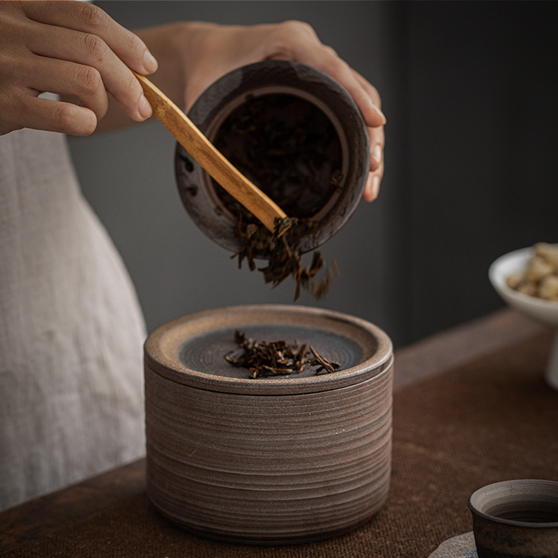 Plain film ceramic building hot water Japanese small dishes kung fu tea tea bucket cylinder accessories old rock desktop dross barrels of mud