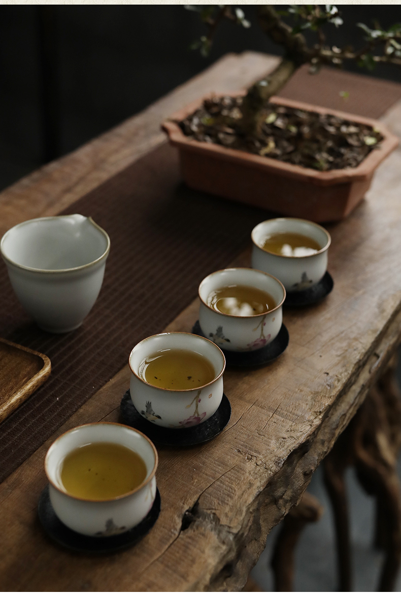 Restoring ancient ways, shadow your up ceramic ink cups tea tea masters cup home RuTao sample tea cup of primitive simplicity of the old color