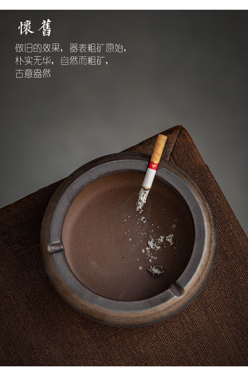 Plain film creative large heavy ashtray retro move old rock, ceramic ashtray home sitting room office