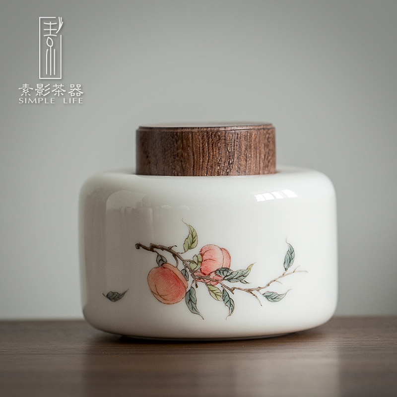 Plain film hand - made persimmon receives small caddy fixings creative tea warehouse household ceramic seal pot portable storage tanks