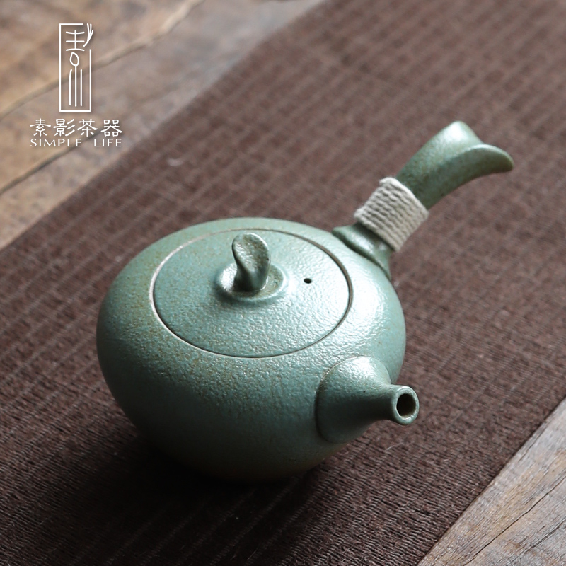 Element shadow side put the pot of household contracted coarse pottery teapot single pot Japanese kung fu tea tea is a complete set of restoring ancient ways