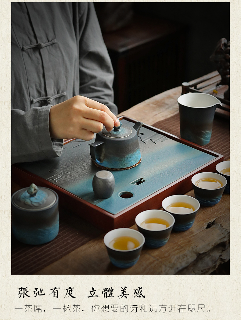Restoring ancient ways, shadow home tea tray square water dish bamboo kung fu tea set dry tea table up ceramic disk