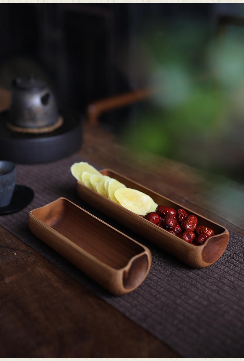 Plain film creative bamboo dried fruit snack plate of bamboo tea snacks receive a box of tea dessert plate